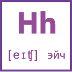 Карточка 5 на 5, буква Hh с транскрипцией и произношением