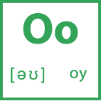 Карточка 5 на 5, буква Oo с транскрипцией и произношением