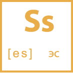 Карточка 5 на 5, буква Ss с транскрипцией и произношением