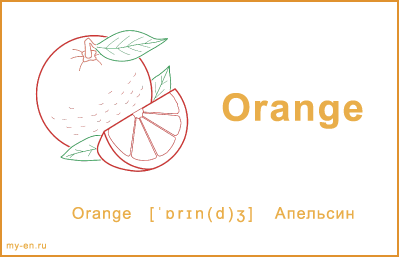 Карточка с фруктами. Апельсин.