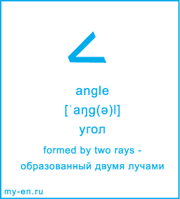 Карточка 9 на 10 см. Символ «angle» с транскрипцией и переводом на русский.