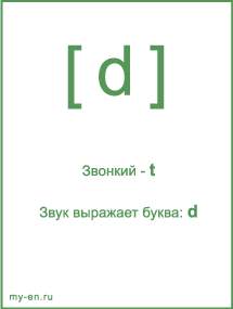 Знак транскрипции - d. Звук выражает буква: d
