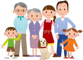 Семья: бабушка, дедушка, мать, отец и дети.