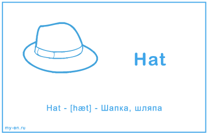 Hat транскрипция на русском. Шляпа на английском языке. Карточка шляпа. Карточка шляпа на английском. Hat транскрипция.