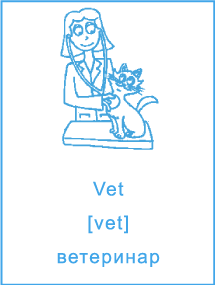 Карточка с названием профессии, ветеринар.