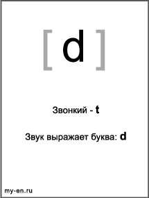 Черно-белый знак транскрипции - d. Звук выражает буква: d