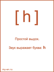 Знак транскрипции - h. Звук выражает буква: h