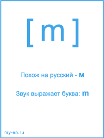Знак транскрипции - m. Звук выражает буква: m
