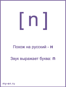 Знак транскрипции - n. Звук выражает буква: n
