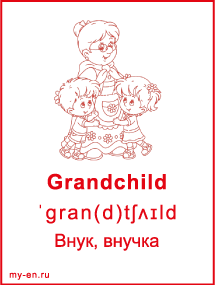 Карточка «Члены семьи». Бабушка и два внука.
