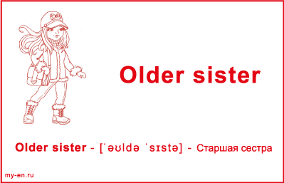 Карточка «Моя семья». Старшая сестра.