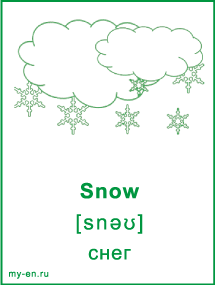 Карточка «Природа». Из тучи сыпятся снежинки.