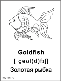 Черно-белая карточка - золотая рыбка.