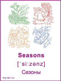 Карточка «Времена года». Сезоны: весна, лето, осень и зима.