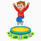 Мальчик прыгает на батуте